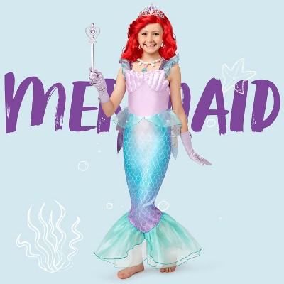 Joyfy Girls' Halloween Mermaid Costume, Little Mermaid Princess Dress Girls Halloween Dress Up Party