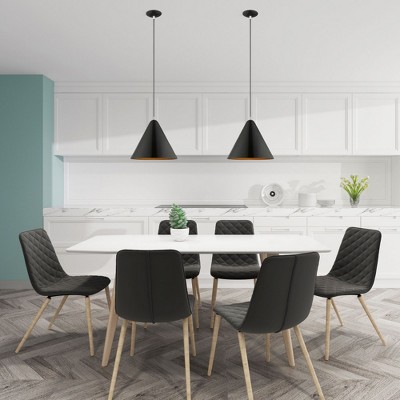 Dulce Brushed Aluminum Pendant with Shiny White Interior, 14" Shade
