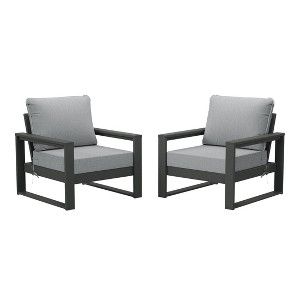 WestinTrends Montara Outdoor Modern HDPE Patio Club Chair with Waterproof Deep Seat Cushions (Set of 2) - 1 of 4