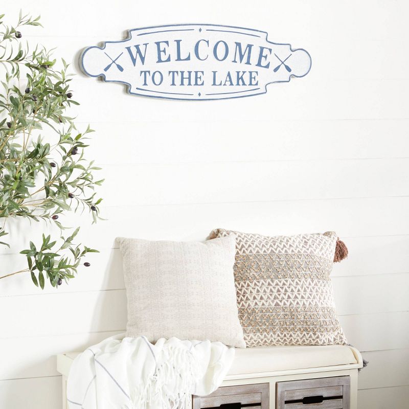 Metal Sign Welcome To the Lake Wall Decor Blue - Olivia &#38; May, 4 of 8