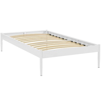 Elsie Modern Twin White Metal Frame Upholstered Bed with Slats