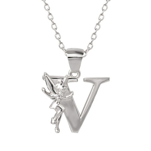 letter v necklace silver