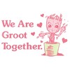 Juniors Womens Marvel Hearts We are Groot Together Love T-Shirt - 2 of 4