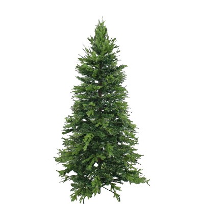 Sunnydaze Indoor Artificial Unlit Slim Christmas Holiday Tree with Metal Stand and Hinged Branches - 6' - Green