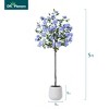 4FT/5FT Artificial Blue Plumbago Tree in White Planter: Indoor Decor Faux Plant with Blue-White Flowers for Home & Office - 3 of 4