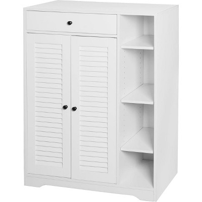 Slim Shoe Cabinet For Entryway,Shoe Cabinet with Doors Drawer Hanger,4 Tier Freestanding Shoe Rack Organizer, Bathroom Floor Cabinet for Living Room