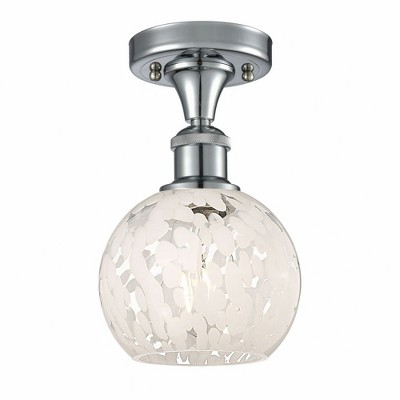 White Mouchette - 1 Light Semi-Flush Mount In Modern Style-9.25 Inches Tall and 6 Inches Wide