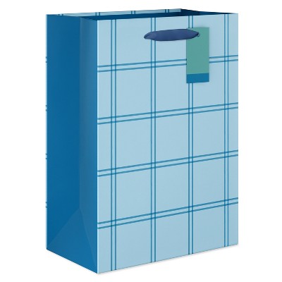 Father's Day Large Gift Bag Blue Plaid