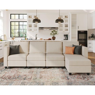 Belffin Modular Sectional Couch with Storage Ottoman L Shape Corduroy Sectional Sofa with Chaise Convertible Modern Sectional Sofa Couch