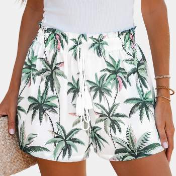 Women's Palm Tree Print Drawstring Shorts - Cupshe