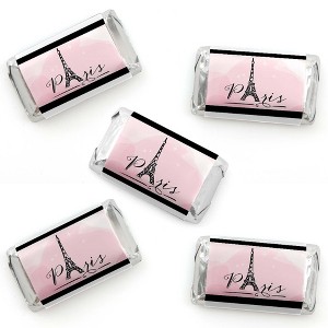 Big Dot of Happiness Paris, Ooh La La - Mini Candy Bar Wrapper Stickers - Paris Themed Baby Shower or Birthday Party Small Favors - 40 Count - 1 of 4