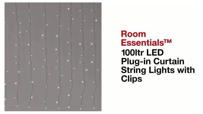 100ltr LED Plug-in Curtain String Lights with Clips - Room Essentials&#8482;, 2 of 13, play video