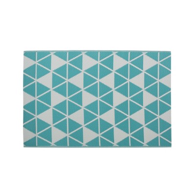 GDFStudio Alicante 4' x 6' Outdoor Modern Scatter Rug, Turquoise/White