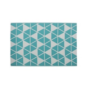 GDFStudio Alicante 4' x 6' Outdoor Modern Scatter Rug, Turquoise/White - 1 of 4