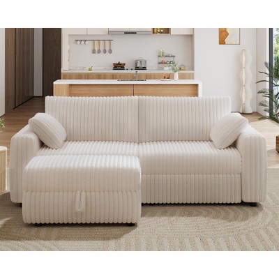 Vipbear Beige Extra Large Modular Sectional Sofa,Comfy Corduroy Modern Oversized 4-Seat Sectional Couch with Deep Seat,Tool-Free Assembly