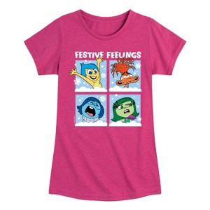 Girls' - Inside Out 2 - Festive Feelings Grid Fitted Short Sleeve Graphic T-Shirt - 1 of 4