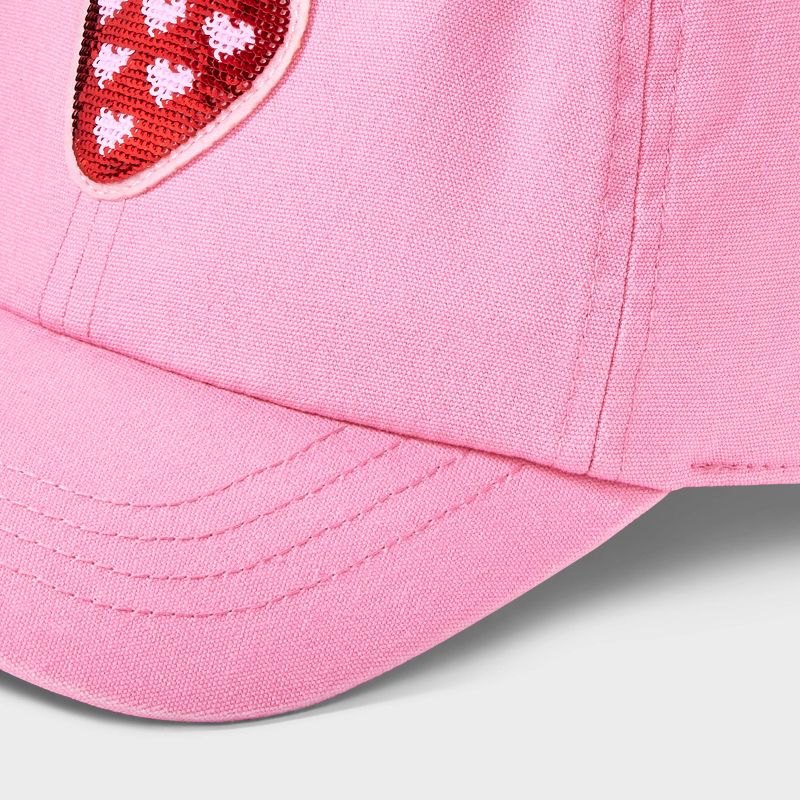 Girls&#39; Baseball Hat with Sequin Strawberry - Cat &#38; Jack&#8482; Pink, 4 of 7