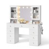 Glass Top 47" Make Up Vanity Desk with Storage, Mirror, Lights and Outlet - 2 of 4