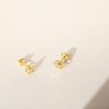 Girl's Jeweled Open Flower Screw Back 14k Gold Earrings - In Season Jewelry - 4 of 4