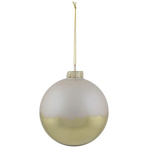 Northlight 3.5" Brushed White and Gold Glass Ball Christmas Ornament - 1 of 4