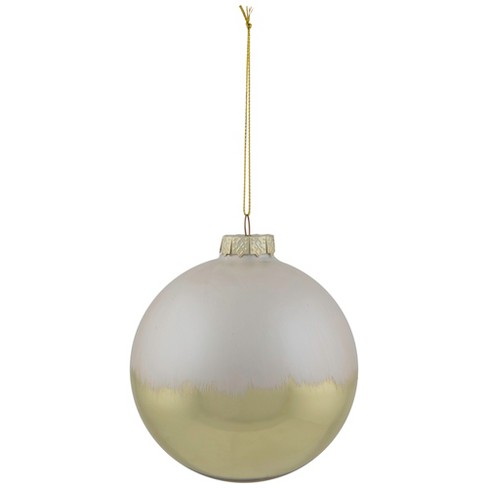 Northlight 3.5" Brushed White and Gold Glass Ball Christmas Ornament - image 1 of 4