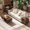 Bekrvio Mid Century Modern Fluted Coffee Table Nightstand,Walnut Coffee table and Side Table with Storage Drawers for Living Room - 2 of 4