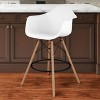 HomeRoots 28" White And Brown Heavy Duty Plastic And Solid Wood Low Back Counter Height Bar Chair - 2 of 4