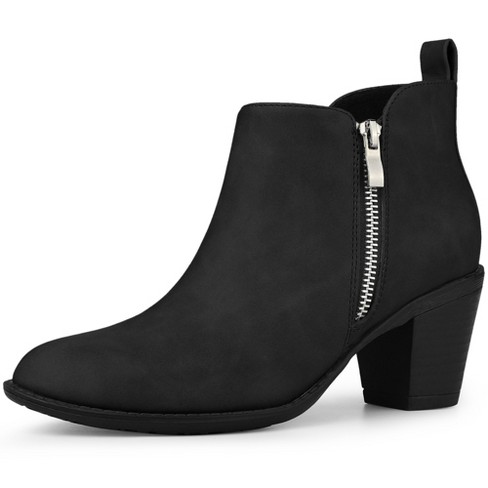 Black booties short clearance heel