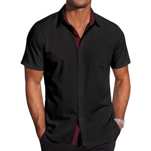 COOFANDY Men's Wrinkle Free Business Dress Shirts Short Sleeve Button Down Shirts S-XXXL - 1 of 4