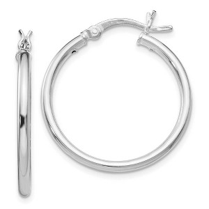 Black Bow Jewelry 2mm Polished Sterling Silver Round Hoop Earrings, 25mm (1 in) - 1 of 4