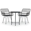 vidaXL 3 Piece Patio Dining Set Black Poly Rattan - 2 of 4