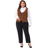 Agnes Orinda Women's Plus Size Double Breasted Retro Lapel Collar with Pockets Suit Vests - 3 of 4