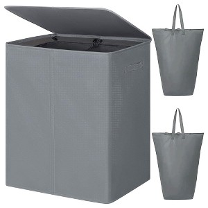 WOWLIVE 154L Fabric Double Laundry Hamper with Lid and Removable Bags, Gray - 1 of 4