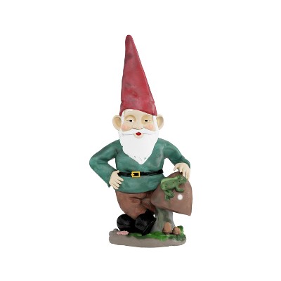 Nature Spring Lawn Gnome Resin Statue for Gardens and Backyards - 14", Green/Red