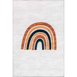 Nuloom Lia Single Rainbow Pet Friendly Machine Washable Area Rug, 3' 3" x 5', Beige - 1 of 4
