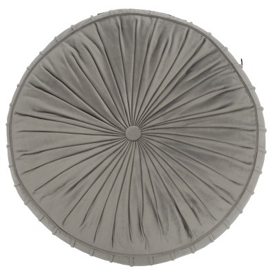 Light Grey Velvet Round Tufted Floor Pillow