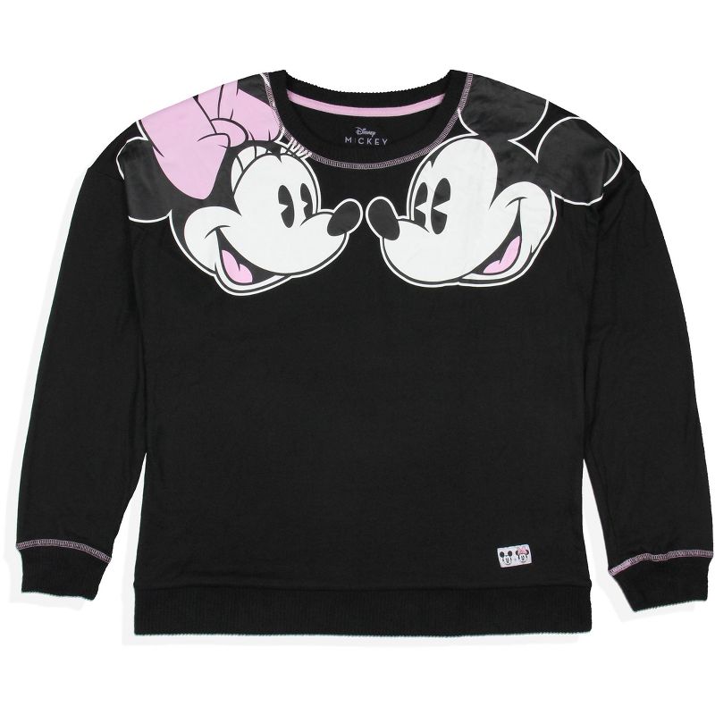 Disney Women's Minnie and Mickey Face To Face L/S Lounge Pajama Top, 2 of 6