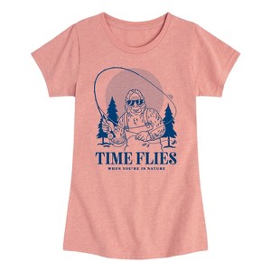 Girls' - Instant Message - Time Flies Sasquatch Fitted Short Sleeve Graphic T-Shirt - 1 of 4