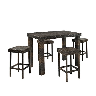 Palm Harbor 5pc Outdoor Wicker Counter Height Dining Set - Brown - Crosley