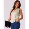 cheibear Women's V Neck Silky Satin Mesh Sleeveless Summer Basic Tank - 2 of 4