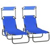 TIRAMISUBEST Folding Chaise Lounge - Adjustable Reclining Pool Chair for Tanning, Outdoor Steel Frame Lounge Chair with Side Pocket (Blue) - 3 of 4