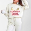 Country Girl Antlers Puff Print - Womens Lightweight Garment Dyed Sweatshirt - 2 of 3
