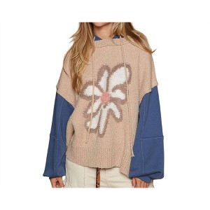 Navy Floral Balloon Sleeve Sweater main image 1