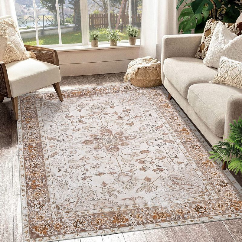 Washable Rug Traditional Oriental Rugs Soft Low Pile Carpet for Living Room Bedroom Dining, 2 of 9