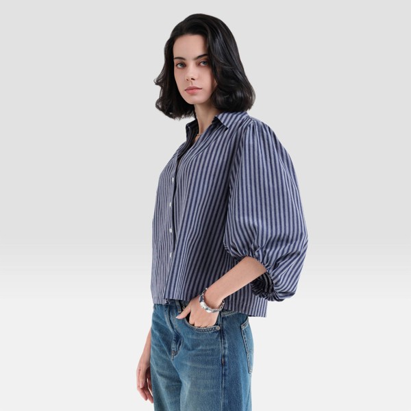 Blusa de cuello con botones y mangas abullonadas para mujer - A New Day™ 5