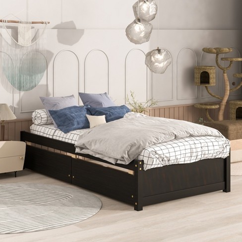 Espresso wood on sale platform bed