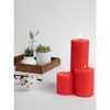 Assorted Pillar Candles Set of 3 ¨C Sizes 3", 4", 8" Unscented Dripless Large Candles, Rustic Style Long Burning for Weddings, Home Decor ¨C Red - 3 of 4