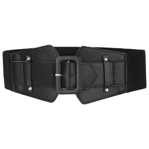 INSPIRE CHIC Women's Wide Stretchy Vintage Elastic Chunky Waist Buckle Belts - 1 of 4