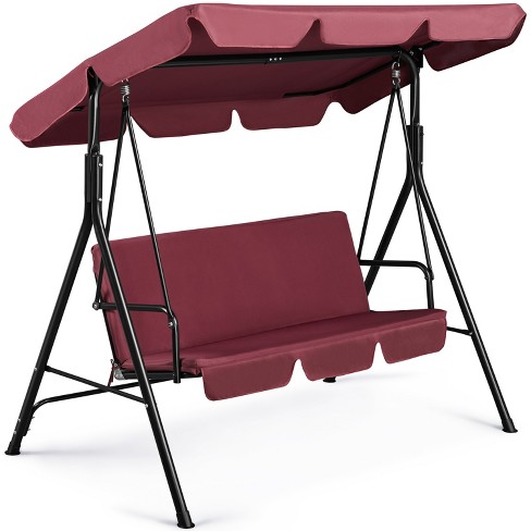 Yaheetech 3-seat Outdoor Patio Swing Chair, Burgundy : Target