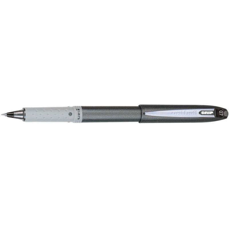 uni Roller Ball Grip Stick Pens, 0.7 mm Fine Tip, Black Ink, Pack of 12, 2 of 3